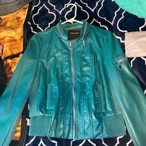 Aqua Green leather Jacket